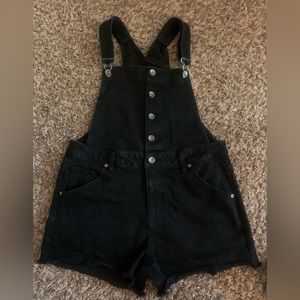 Hot Topic Black grunge emo overall denim shorts